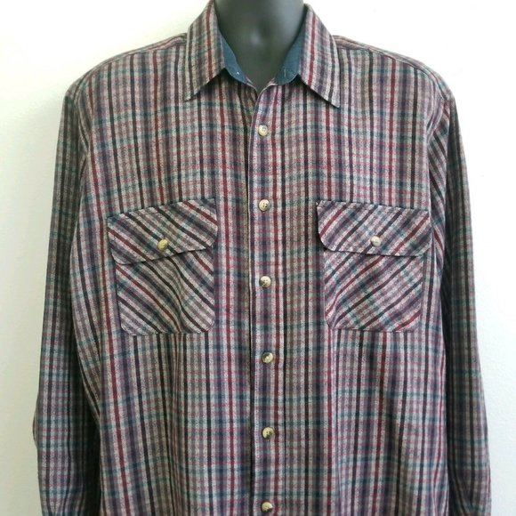 Vintage Wool Blend Men's David Taylor Plaid Flannel Shirt Long Sleeve XL - Picture 4 of 9